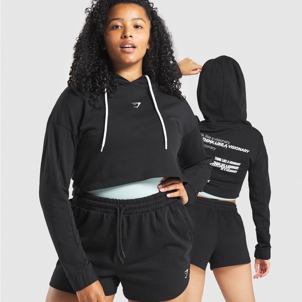 Gymshark Black Cropped Hoodie